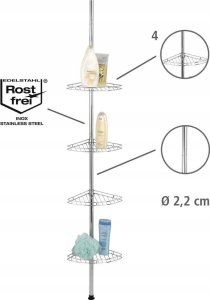 Koszyk prysznicowy Maximex Narożna, teleskopowa półka łazienkowa pod prysznic - aż 4 poziomy 3