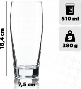 Kadax KADAX Kufel Do Piwa 510ml Szklany Szklanka Wysoka 3