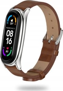 Tech Craft Skórzany pasek Xiaomi Mi Band 5 / 6 / 6 NFC brązowy 1