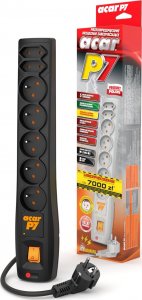 Listwa zasilająca Acar P7 przeciwprzepięciowa 7 gniazd 1.5 m czarna (W0114) 2