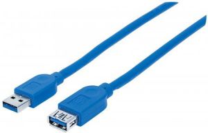 Kabel USB Manhattan USB-A - USB-A 1 m Niebieski (325394) 1