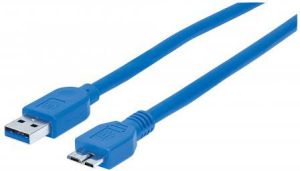 Kabel USB Manhattan USB-A - micro-B 3 m Niebieski (325431) 1