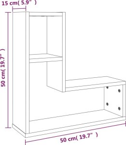 vidaXL Półki ścienne, 2 szt., przydymiony dąb, 50x15x50 cm 8