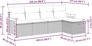 vidaXL 5-cz. zestaw mebli ogrodowych z poduszkami, beżowy, polirattan 12