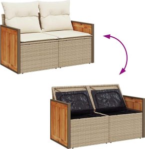 vidaXL 5-cz. zestaw mebli ogrodowych z poduszkami, beżowy, polirattan 7