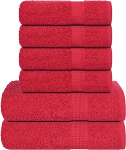 vidaXL 6-cz. zestaw ręczników, czerwony, 360 g/m2, bawełna 100% 1