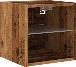 vidaXL vidaXL Ścienne szafki TV z LED, 2 szt., stare drewno, 30x28,5x30 cm 6
