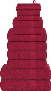 vidaXL 12-cz. zestaw ręczników, bordo, 360 g/m2, bawełna 100% 1
