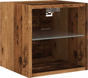 vidaXL vidaXL Ścienna szafka TV z LED, stare drewno, 30x28,5x30 cm 2