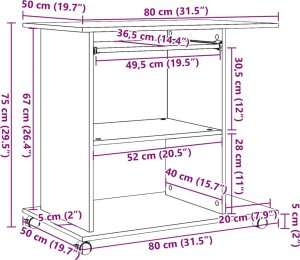 Biurko vidaXL Brązowe 80 cm x 50 cm 10