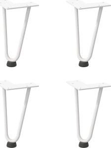 vidaXL Nogi do stołu Hairpin, 4 szt., biale, 20 cm, lita stal 2
