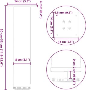 vidaXL Nogi do stolika kawowego, 4 szt., czarne, 30-32 cm, stal 10