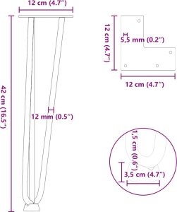 vidaXL Nogi do stołu Hairpin, 4 szt., antracyt, 42 cm, lita stal 10