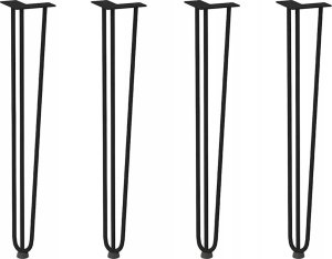 vidaXL Nogi do stołu Hairpin, 4 szt., czarne, 72 cm, lita stal 2