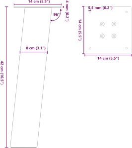 vidaXL Nogi do stolika kawowego, 4 szt., antracyt, 42 cm, stal 10