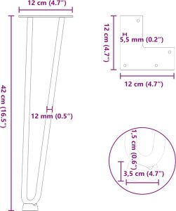 vidaXL Nogi do stołu Hairpin, 4 szt., czarne, 42 cm, lita stal 10