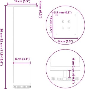 vidaXL Nogi do stolika kawowego, 4 szt., antracyt, 30-32 cm, stal 10