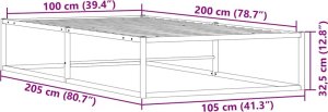 vidaXL Rama łóżka bez materaca, biała, 100x200 cm, stal 9