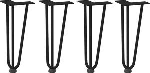 vidaXL Nogi do stołu Hairpin, 4 szt., czarne, 30 cm, lita stal 3