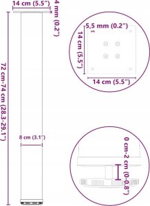 vidaXL Nogi do stolika kawowego, 4 szt., czarne, 72-74 cm, stal 9
