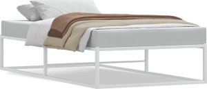 vidaXL Rama łóżka bez materaca, biała, 90x200 cm, metalowa 2