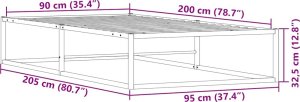 vidaXL Rama łóżka bez materaca, biała, 90x200 cm, metalowa 9