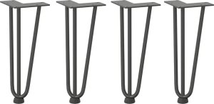 vidaXL Nogi do stołu Hairpin, 4 szt., antracyt, 30 cm, lita stal 2