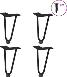 vidaXL Nogi do stołu Hairpin, 4 szt., czarne, 20 cm, lita stal 1