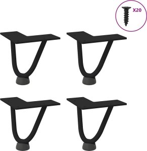 vidaXL Nogi do stołu Hairpin, 4 szt., czarne, 10 cm, lita stal 1