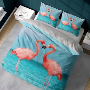 Detexpol  Pościel 3D satynowa z mikrowłókna FLAMINGI 160x200 Detexpol 1