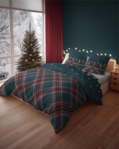 Detexpol  Komplet pościeli świątecznej z bawełny 220x200 zimowe miasteczko 4