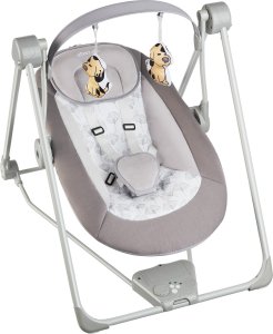 Tectake Huśtawka dziecięca Dogs, składana, 5 poziomów prędkości, timer - jasnoszary 2