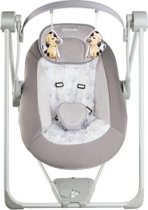 Tectake Huśtawka dziecięca Dogs, składana, 5 poziomów prędkości, timer - jasnoszary 3