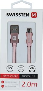Swissten Swissten 71522304 kabel USB 2 m USB A Micro-USB B Złoto 3