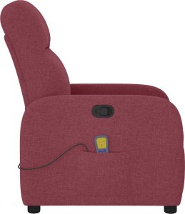 vidaXL vidaXL Rozkładany fotel masujący, winna czerwień, obity tkaniną 4
