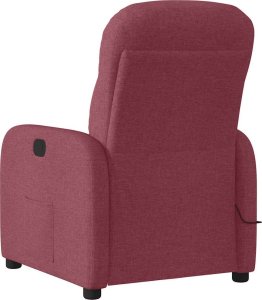 vidaXL vidaXL Rozkładany fotel masujący, winna czerwień, obity tkaniną 5