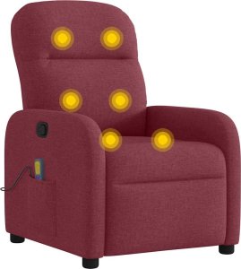 vidaXL vidaXL Rozkładany fotel masujący, winna czerwień, obity tkaniną 6