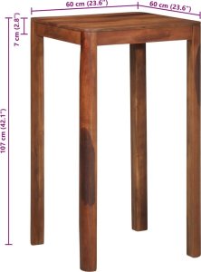 vidaXL vidaXL Stół barowy, 60x60x107 cm, lite drewno akacjowe 9