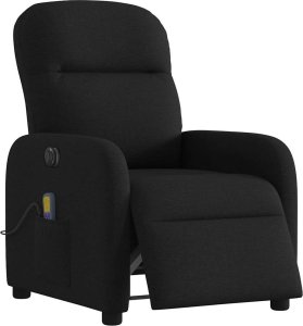 vidaXL vidaXL Rozkładany fotel masujący, elektryczny, czarny, tkanina 3