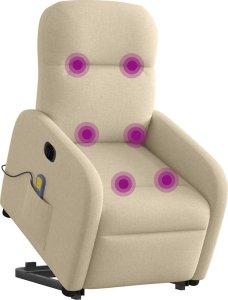 vidaXL vidaXL Podnoszony fotel masujący, elektryczny, rozkładany, kremowy 3