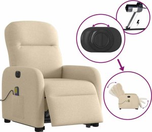 vidaXL vidaXL Podnoszony fotel masujący, elektryczny, rozkładany, kremowy 10