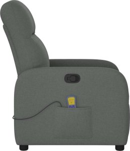 vidaXL vidaXL Rozkładany fotel masujący, ciemnoszary, obity tkaniną 4