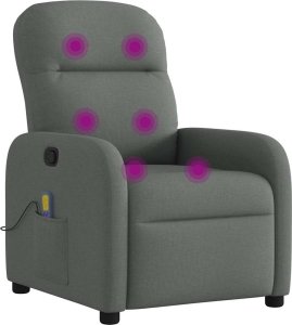 vidaXL vidaXL Rozkładany fotel masujący, ciemnoszary, obity tkaniną 6