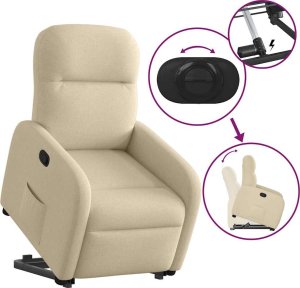vidaXL vidaXL Podnoszony fotel rozkładany, kremowy, obity tkaniną 9