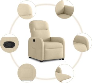 vidaXL vidaXL Podnoszony fotel rozkładany, kremowy, obity tkaniną 10