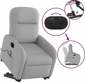 vidaXL vidaXL Podnoszony fotel masujący, elektryczny, rozkładany, szary 9