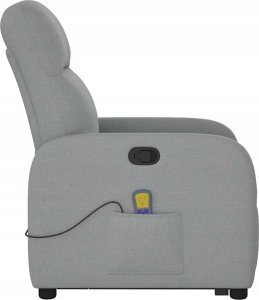 vidaXL vidaXL Podnoszony fotel masujący, rozkładany, jasnoszary, tkanina 6