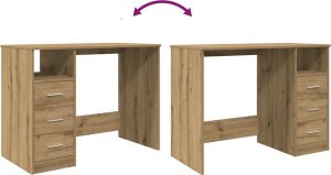 vidaXL vidaXL Biurko, dąb artisan, 102x76x50 cm, materiał drewnopochodny 10