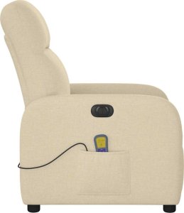 vidaXL vidaXL Rozkładany fotel masujący, elektryczny, kremowy, tkanina 6