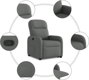 vidaXL vidaXL Podnoszony fotel rozkładany, ciemnoszary, obity tkaniną 10